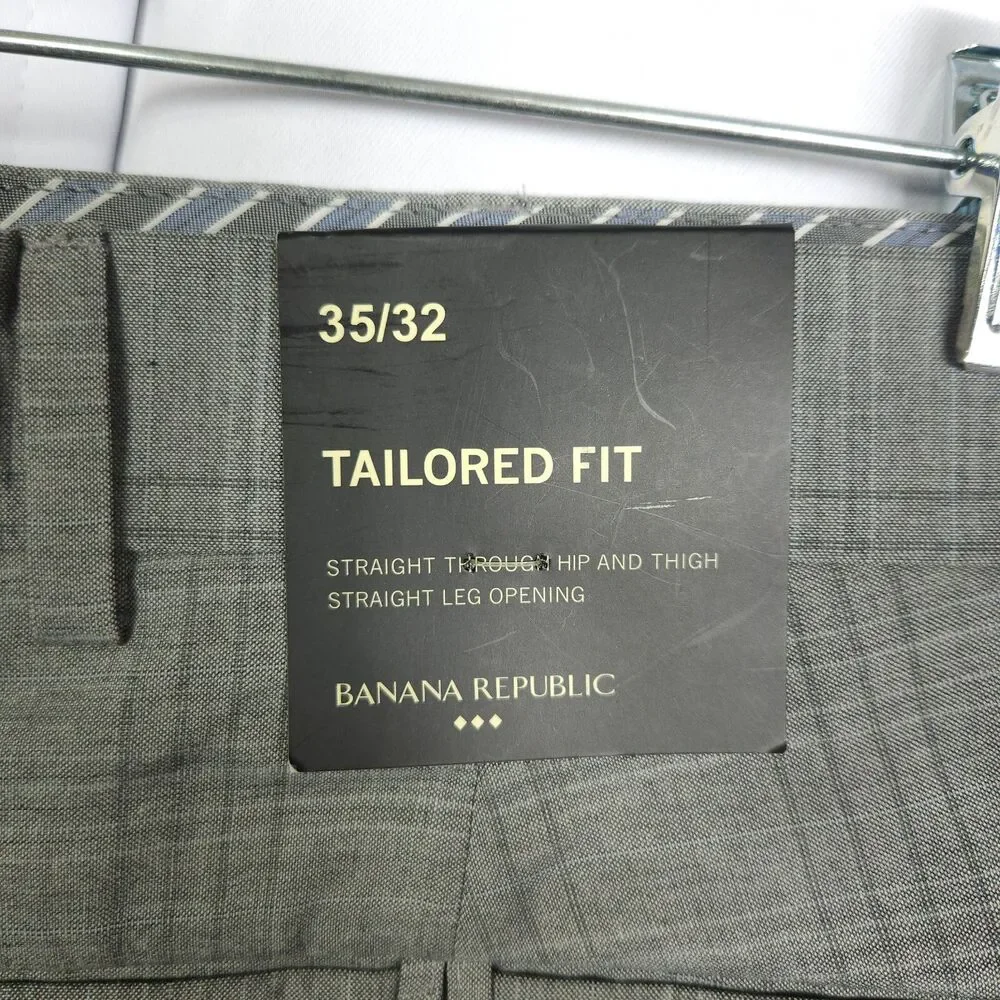 NWT Banana Republic Gray Tailored Fit Dress Pants‎ Mens 35x32